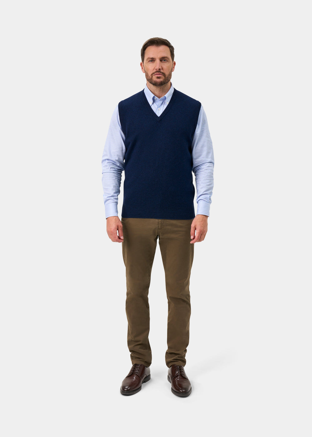Norfolk Men's Lambswool Slipover in Indigo - Classic Fit
