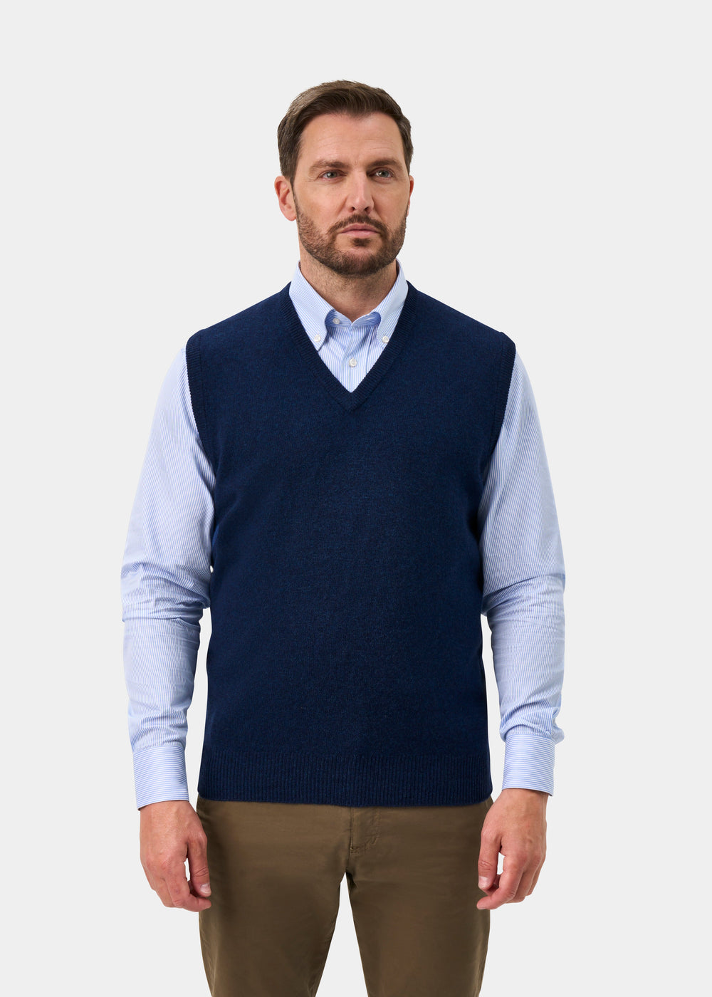 Norfolk Men's Lambswool Slipover in Indigo - Classic Fit