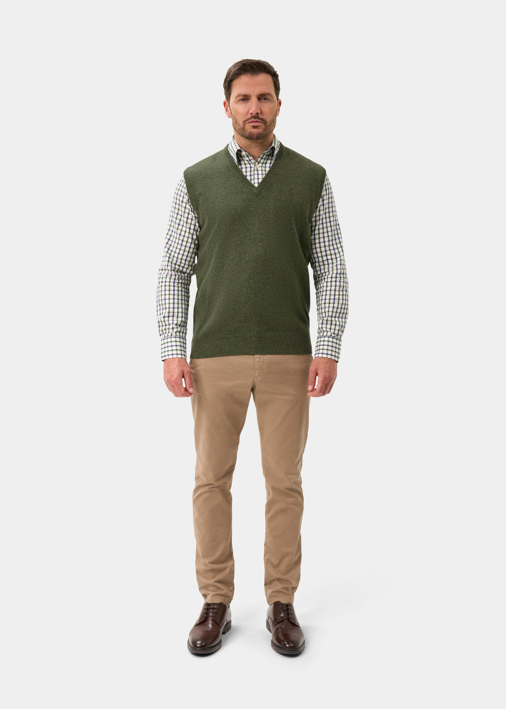 Men's Lambswool Slipover Vee Neck Jumper in Landscape