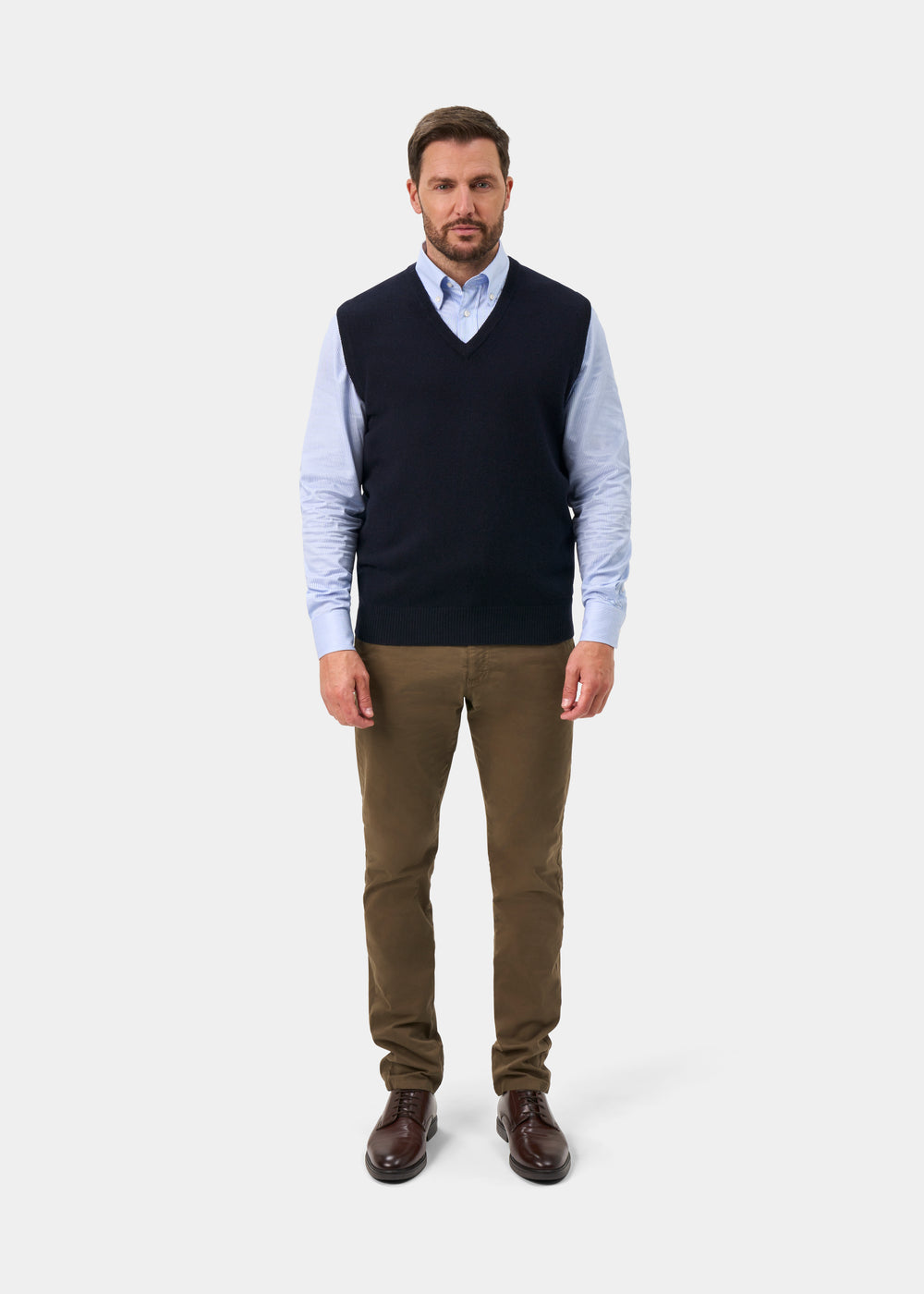Norfolk Men's Lambswool Slipover in Navy - Classic Fit