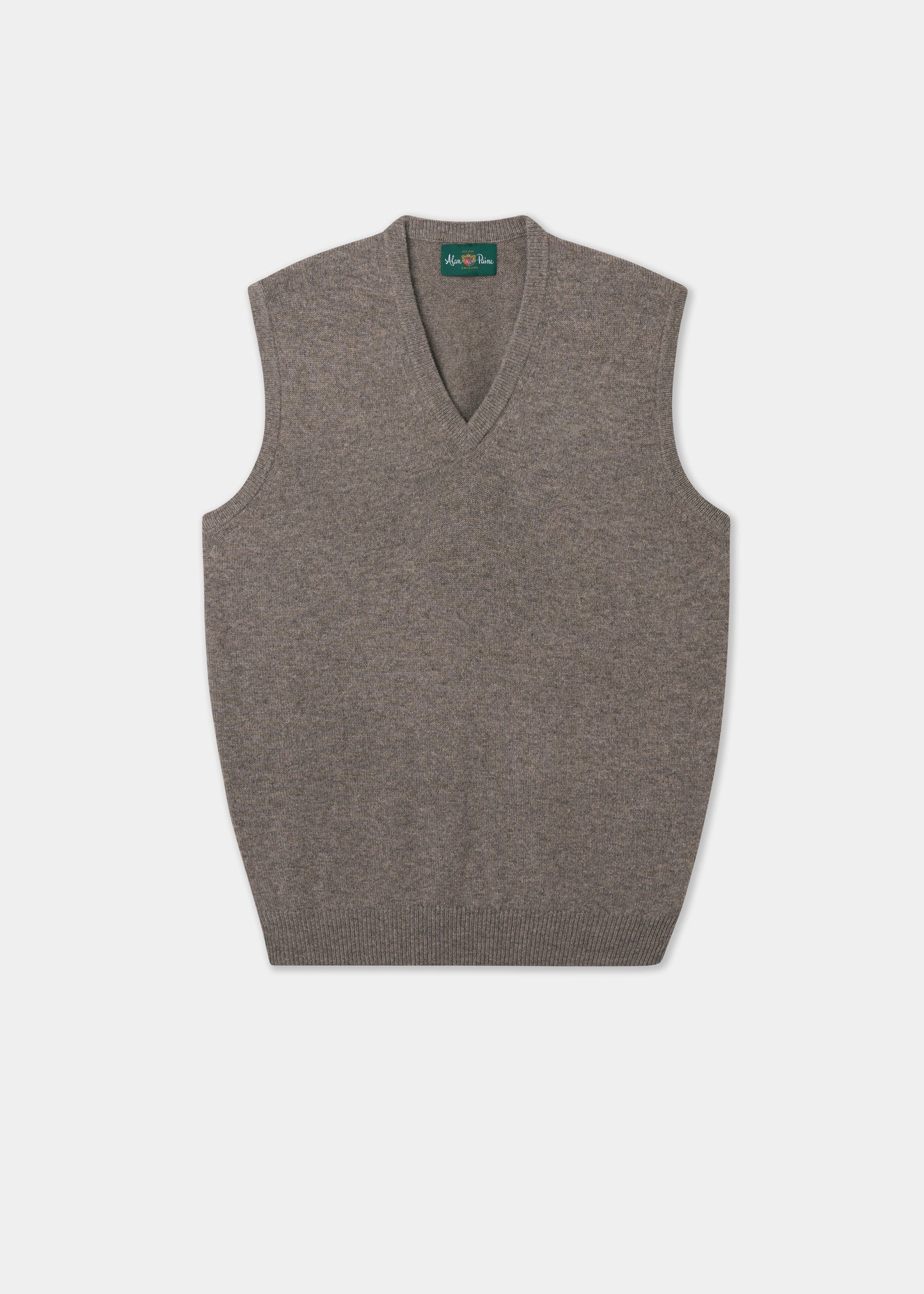 Men's Lambswool Slipover Vee Neck Jumper in Vole