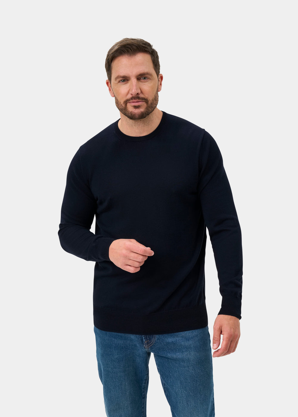 Radstone Merino Wool Crew Neck Jumper In Dark Navy - Regular Fit