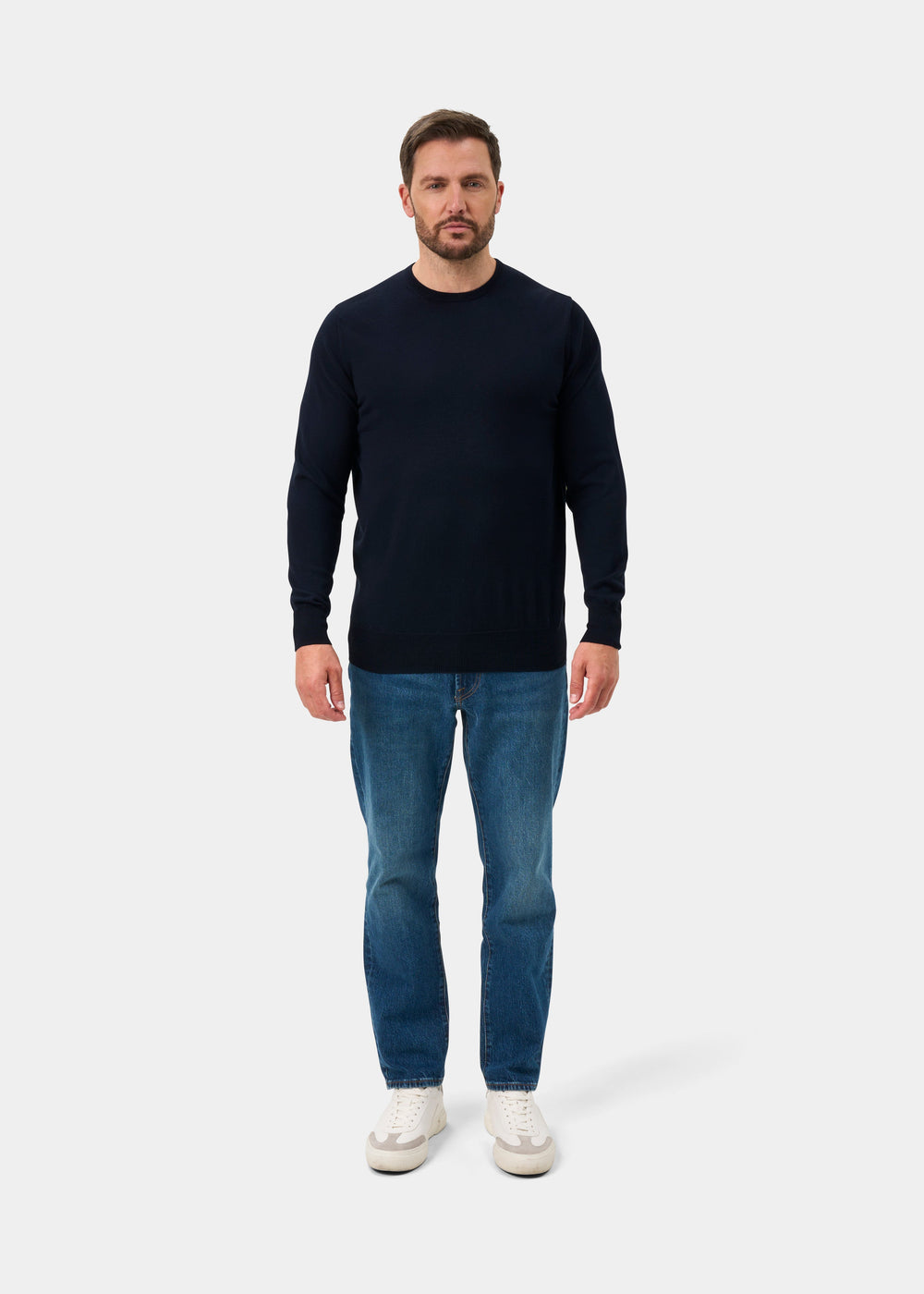 Radstone Merino Wool Crew Neck Jumper In Dark Navy - Regular Fit