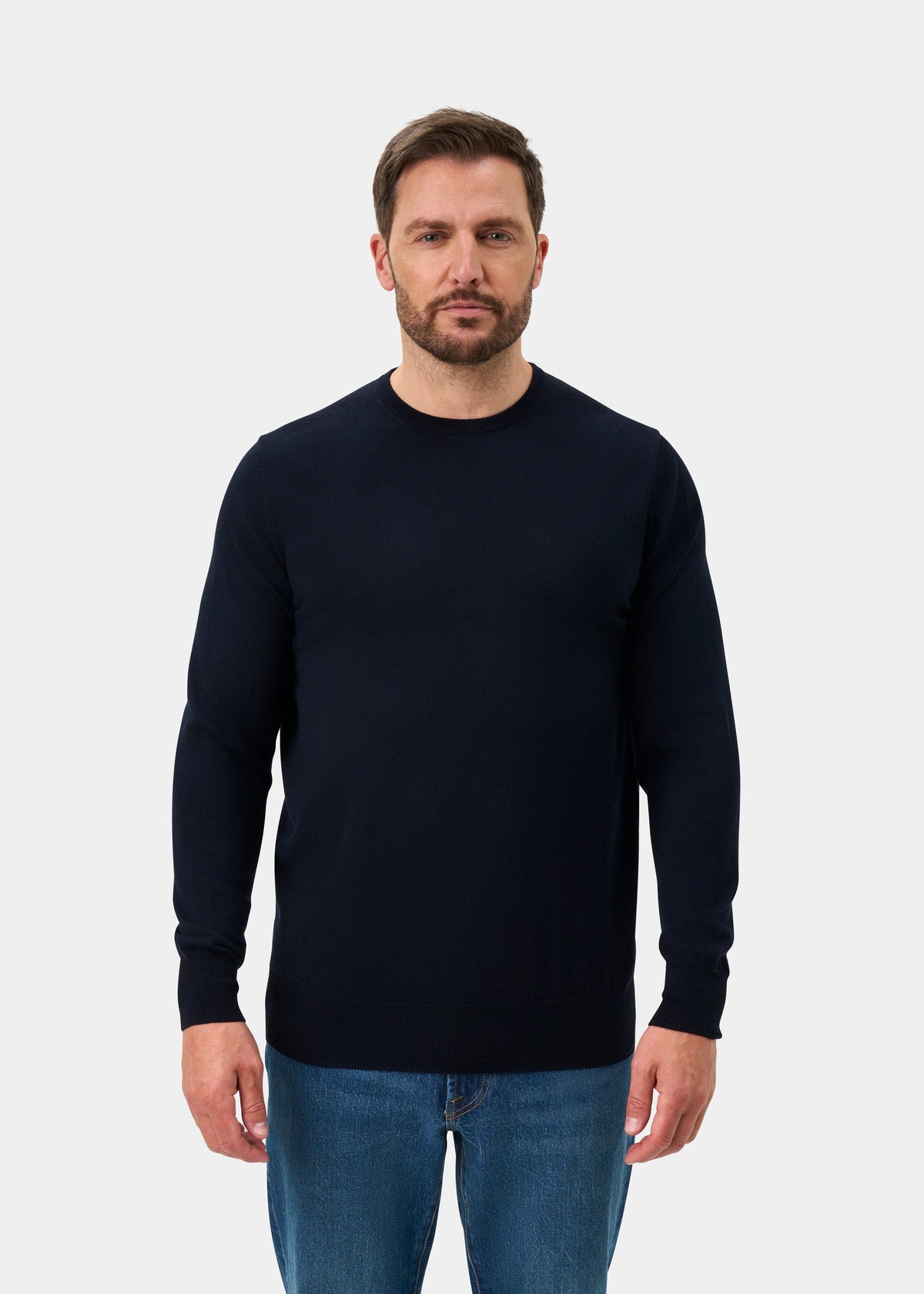 Radstone Merino Wool Crew Neck Jumper In Dark Navy - Regular Fit