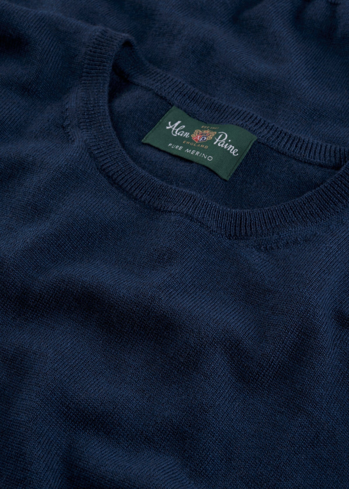 Men's Merino Wool Crew Neck Jumper in Indigo