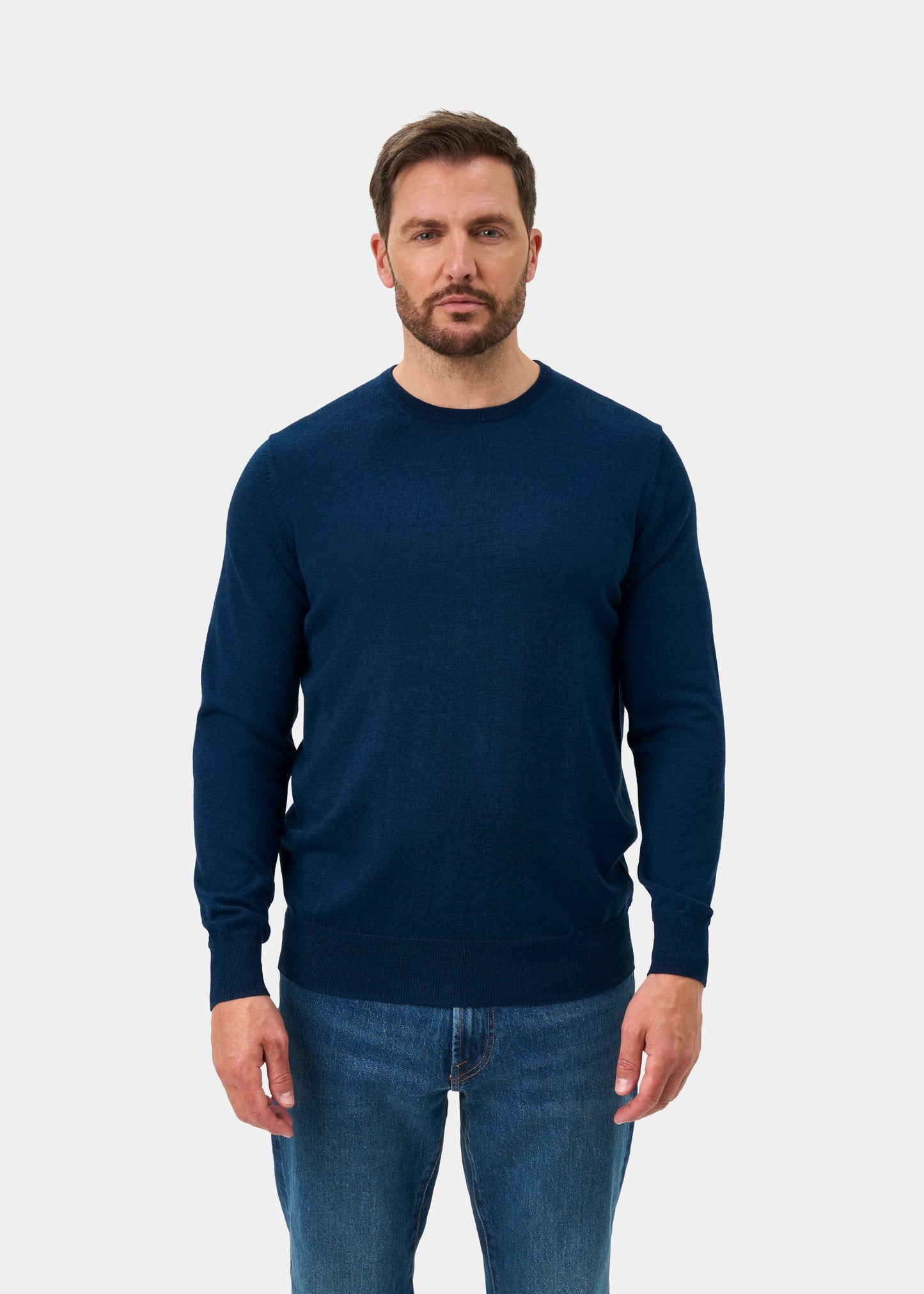Radstone Merino Wool Crew Neck Jumper In Indigo - Regular Fit