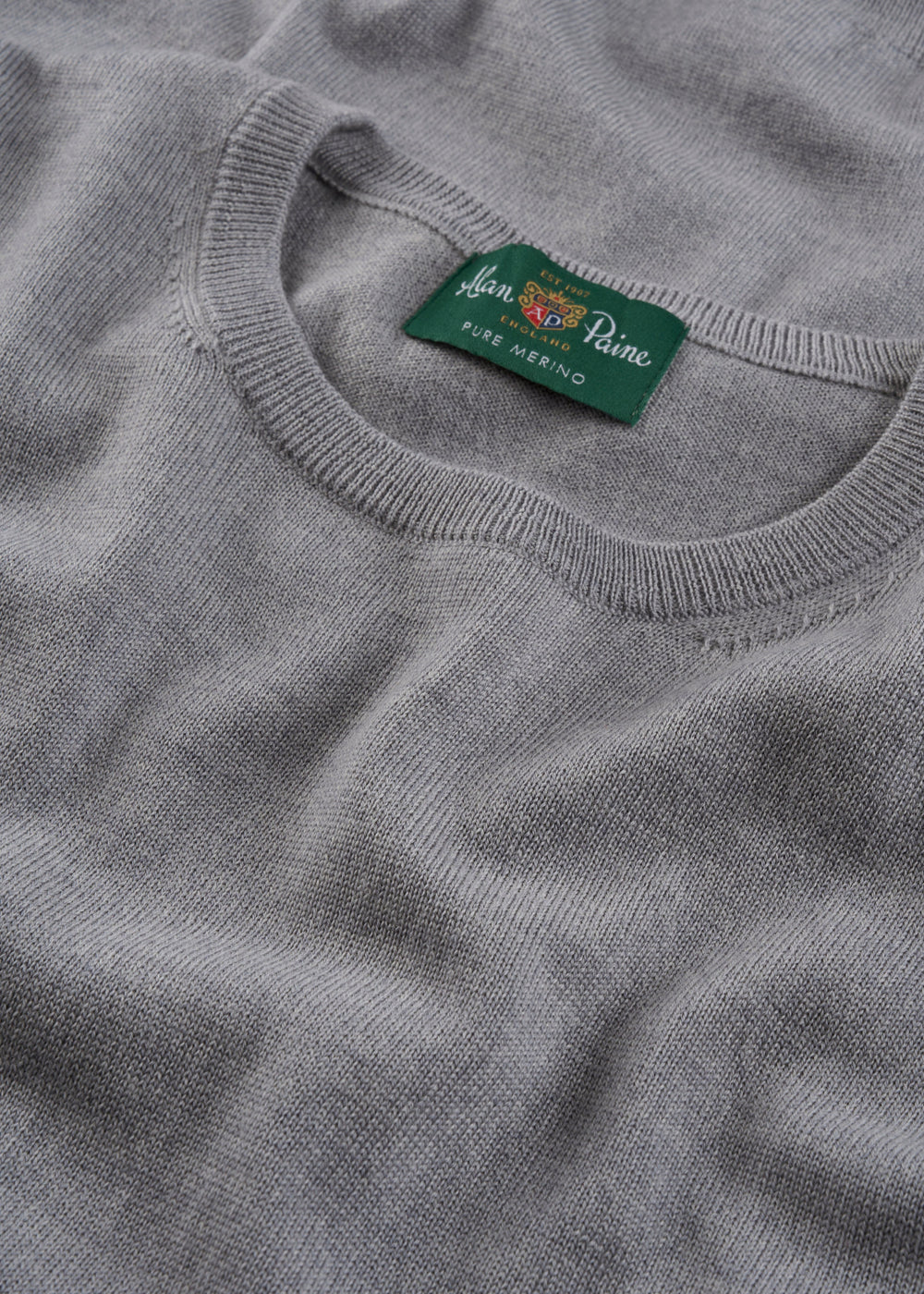 Men's Merino Wool Crew Neck Jumper in Light Grey Mix