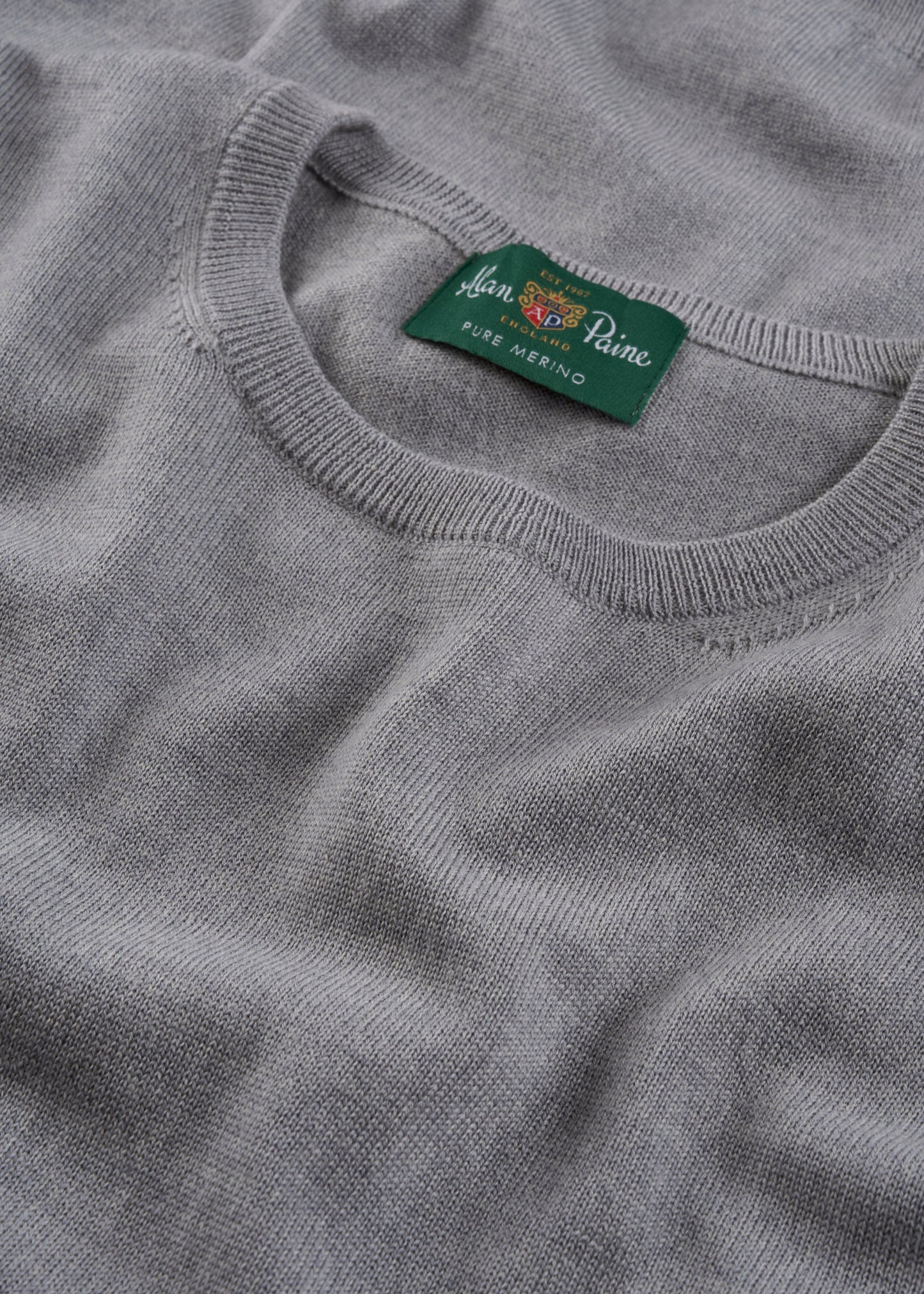Men's Merino Wool Crew Neck Jumper in Light Grey Mix