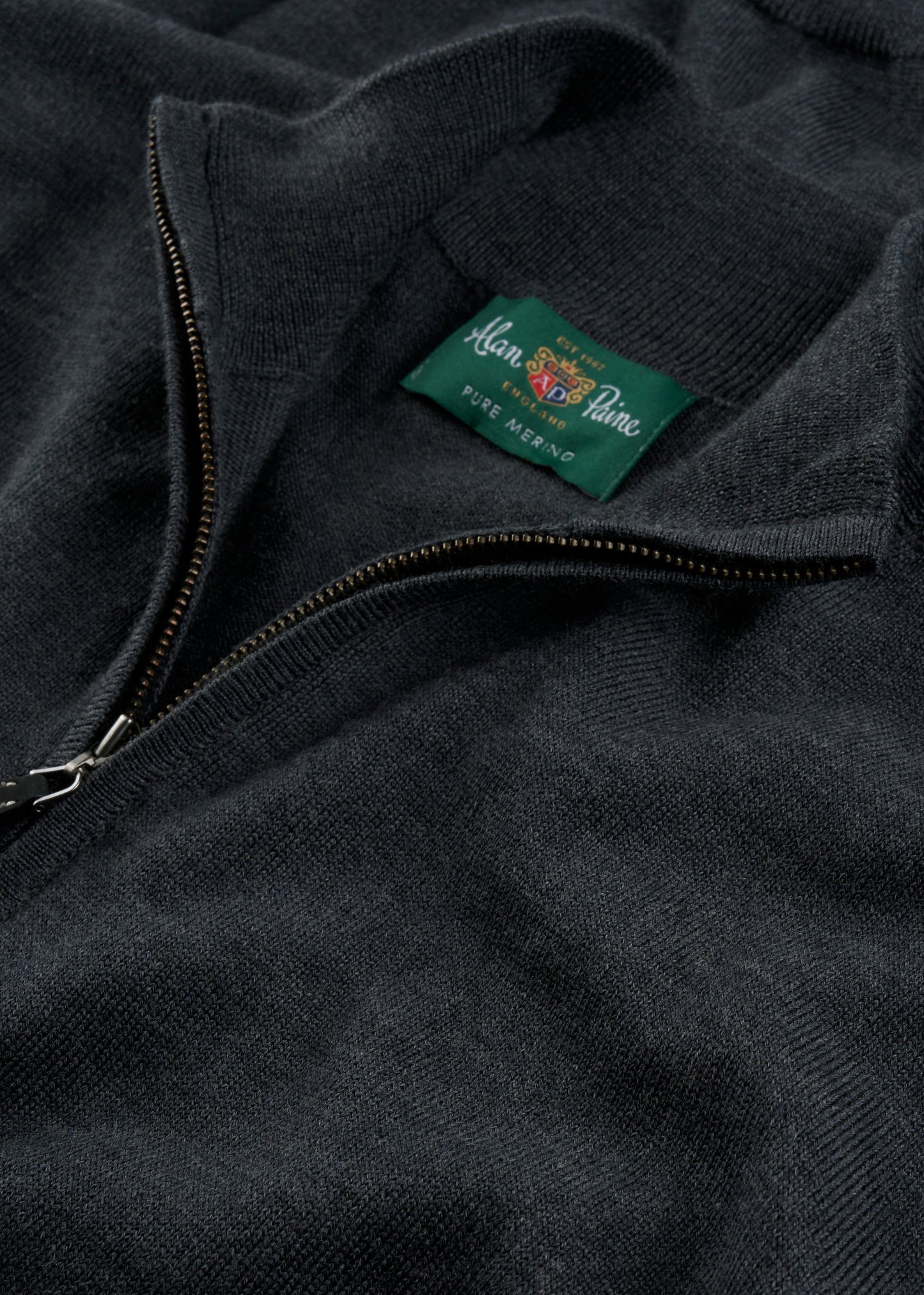 Men's Merino Wool Quarter Zip Neck Jumper in Charcoal