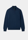 Men's Merino Wool Quarter Zip Neck Jumper in Indigo