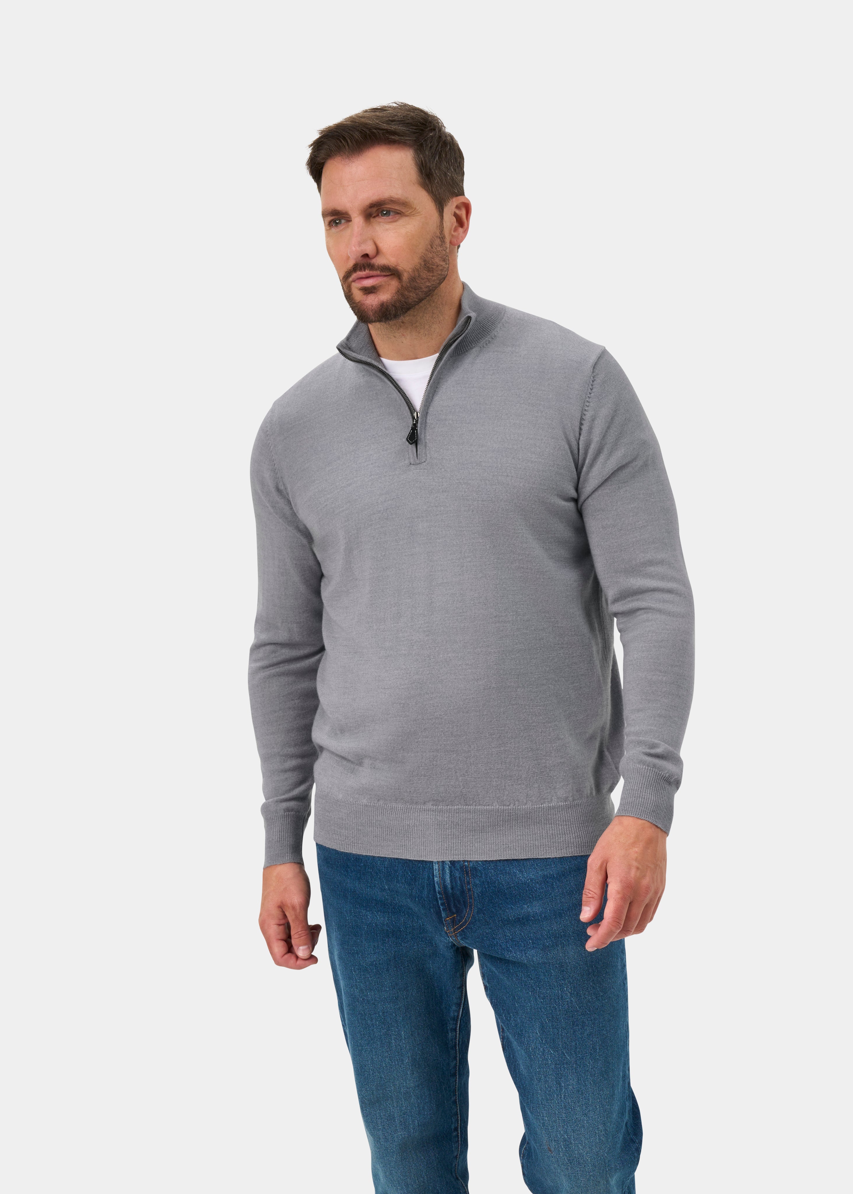 トップス ennoy MERINO WOOL SWEATER (MIX GRAY) M Men's Merino Wool 1/4 Zip Jumper in Grey – Alan Paine