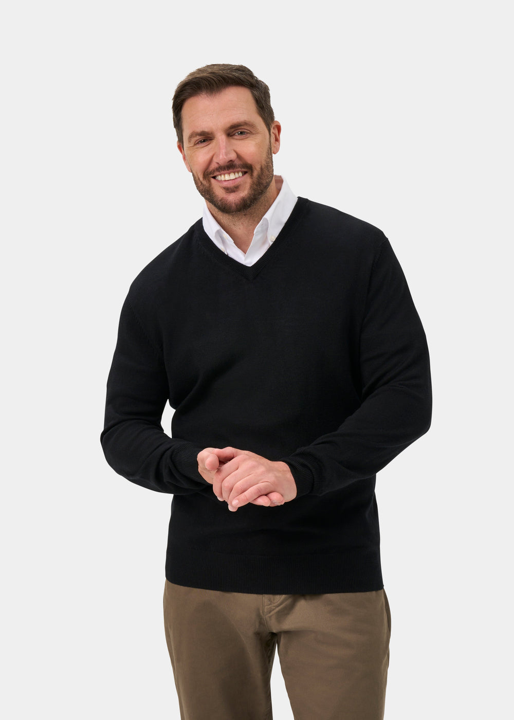 Millbreck Men's Merino Wool Jumper in Black - Regular Fit