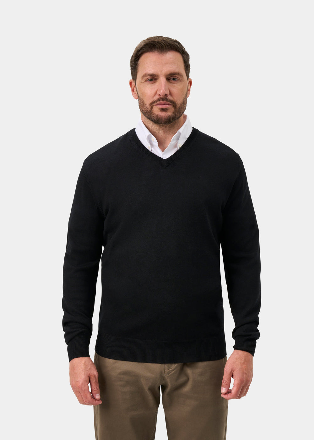 Millbreck Men's Merino Wool Jumper in Black - Regular Fit
