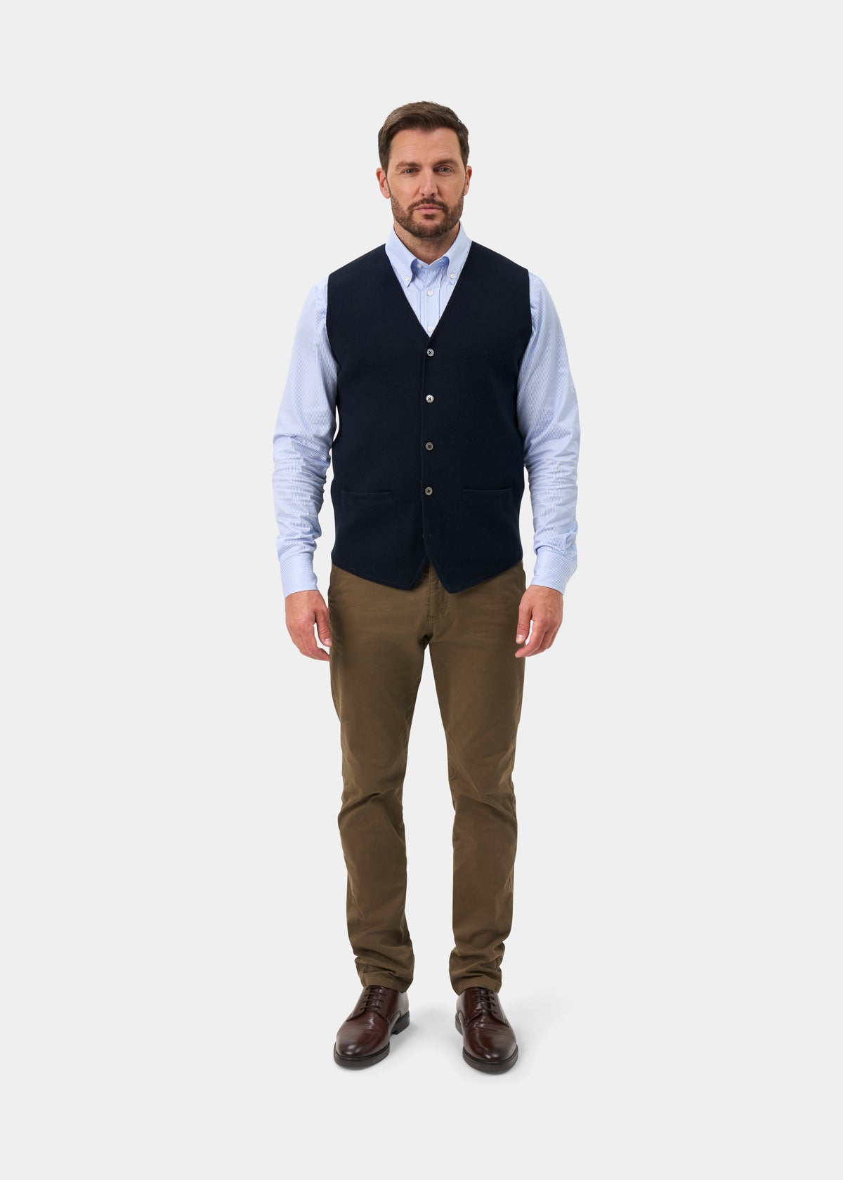 Thornley Merino Wool Tailored Dark Navy Waistcoat - Regular Fit