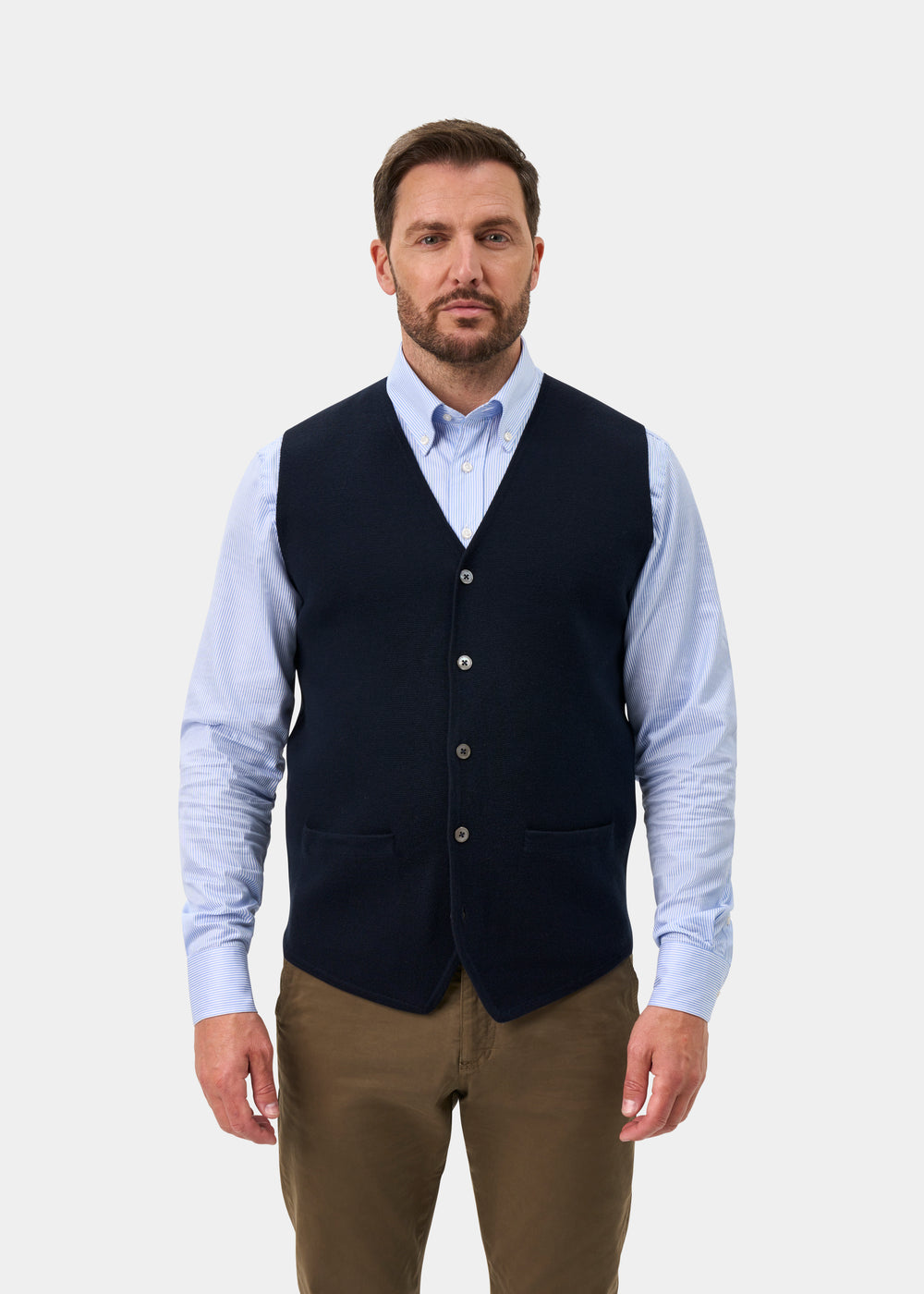 Thornley Merino Wool Tailored Dark Navy Waistcoat - Regular Fit