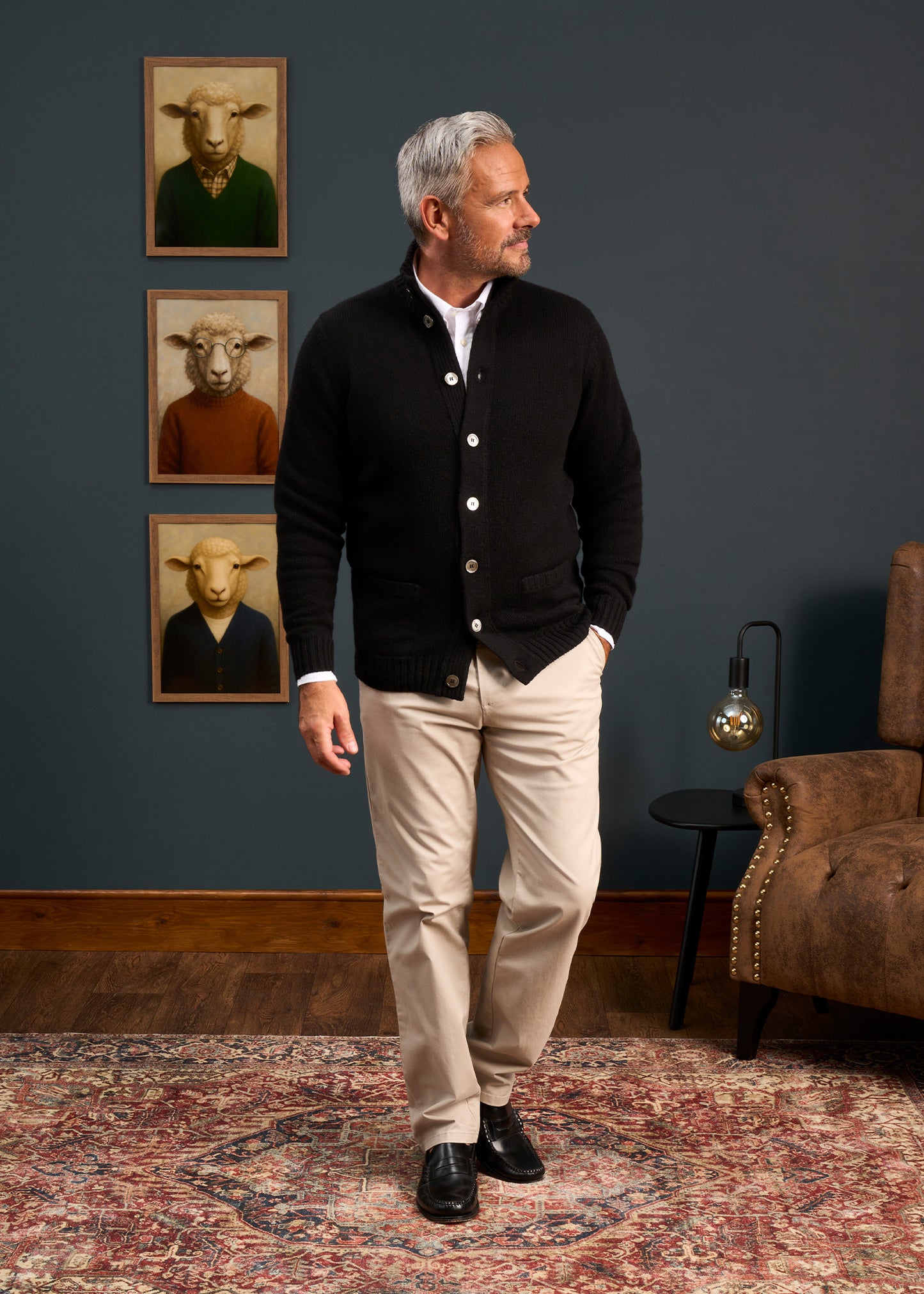 Mens-Mock-Neck-Lambswool-Jumper-Black