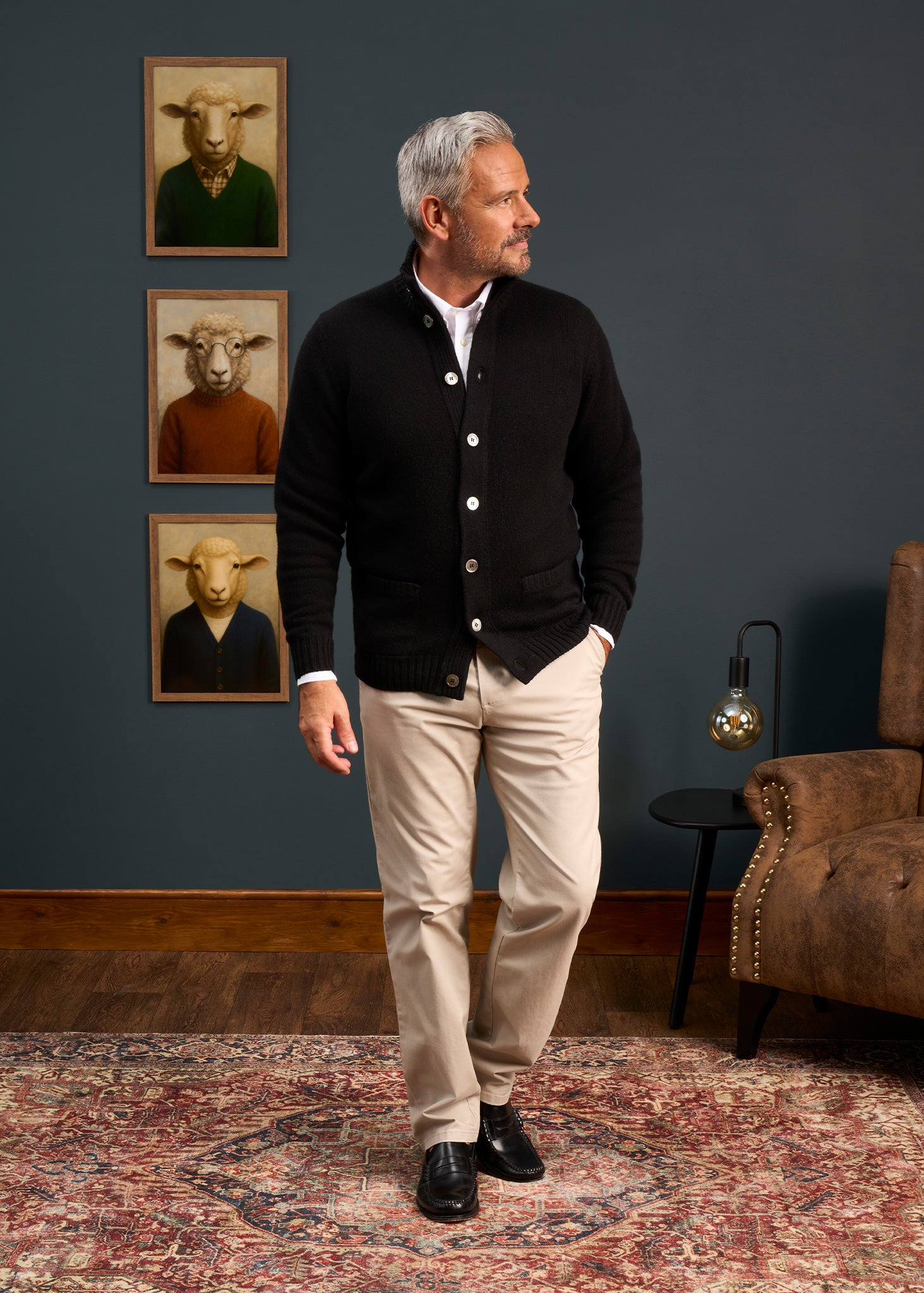Mens-Mock-Neck-Lambswool-Jumper-Black