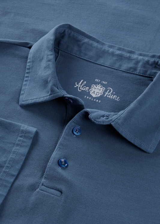 Men's Pique Cotton Polo Shirt in Blue