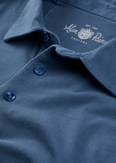 Men's Pique Cotton Polo Shirt in Blue
