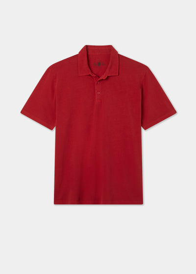 Men's Pique Cotton Polo Shirt in Bright Red