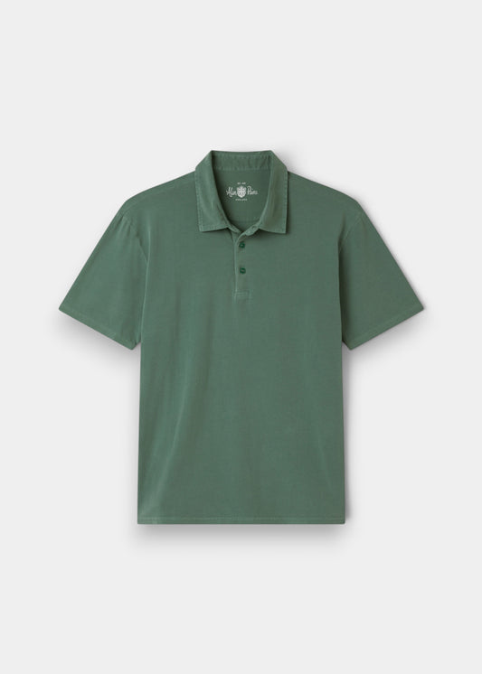 Tutbury Faded Dye Polo Shirt In Pine