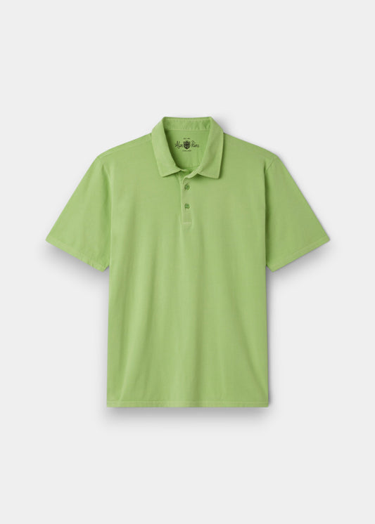 Tutbury Faded Dye Polo Shirt In Lime Green