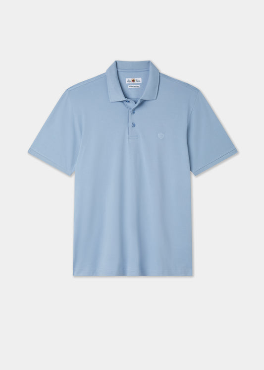 Men's Pique Cotton Polo Shirt in Light Blue