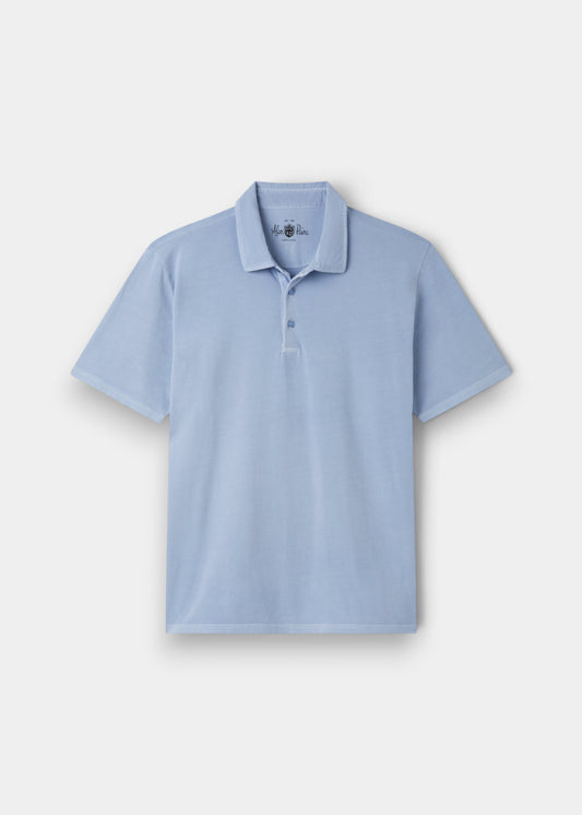 Tutbury Faded Dye Polo Shirt In Light Blue