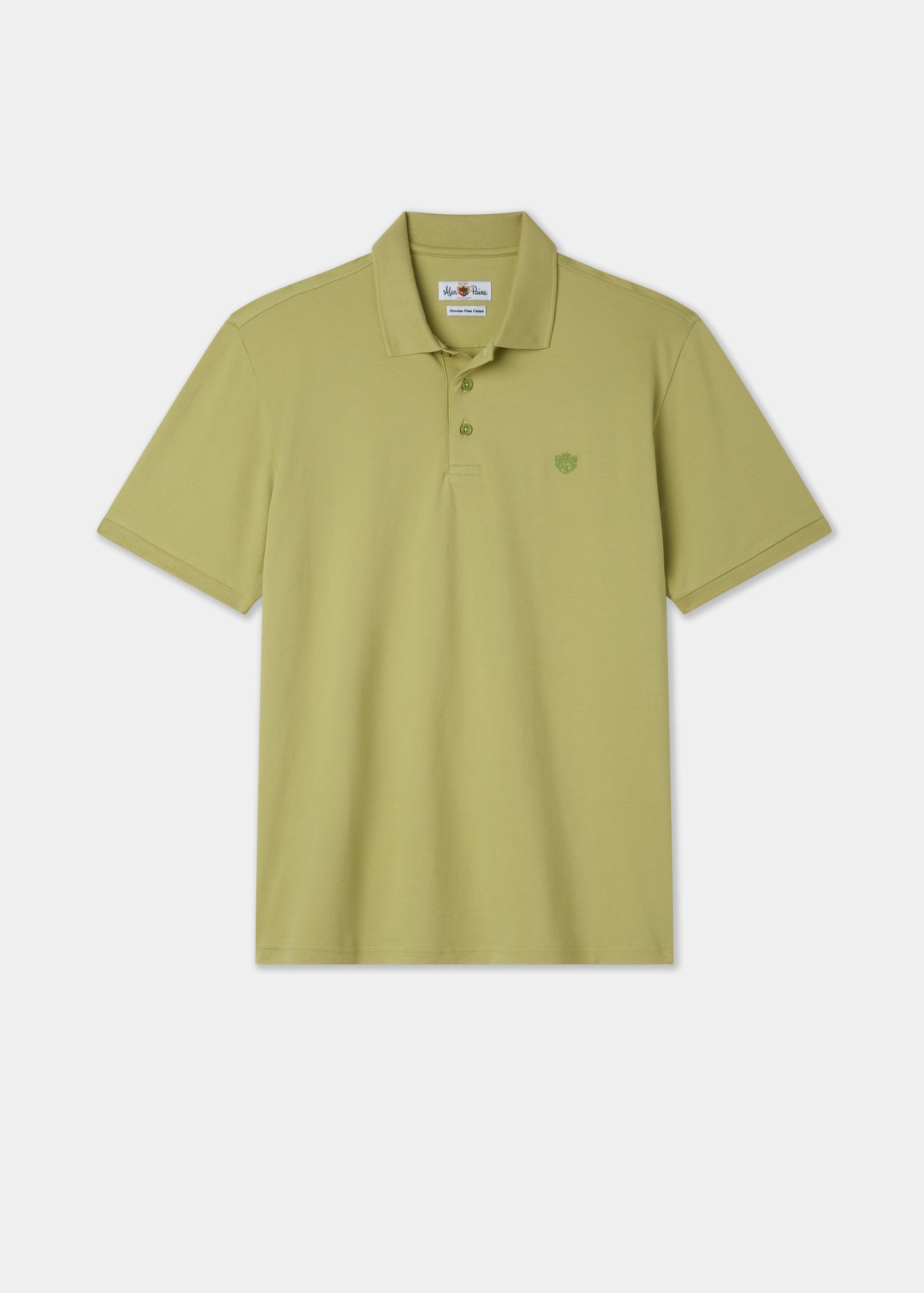 Men's Pique Cotton Polo Shirt in Olive Green