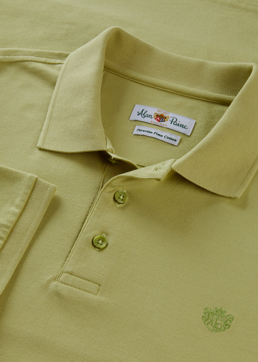 Men's Pique Cotton Polo Shirt in Olive Green