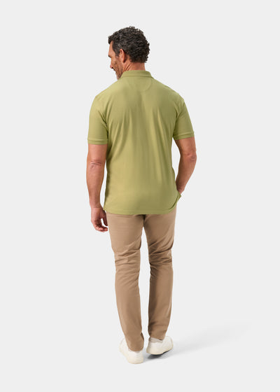 Men's Pique Cotton Polo Shirt in Olive Green