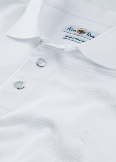 Men's Pique Cotton Polo Shirt in White