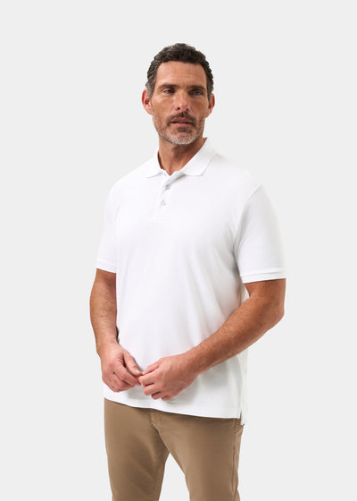Men's Pique Cotton Polo Shirt in White
