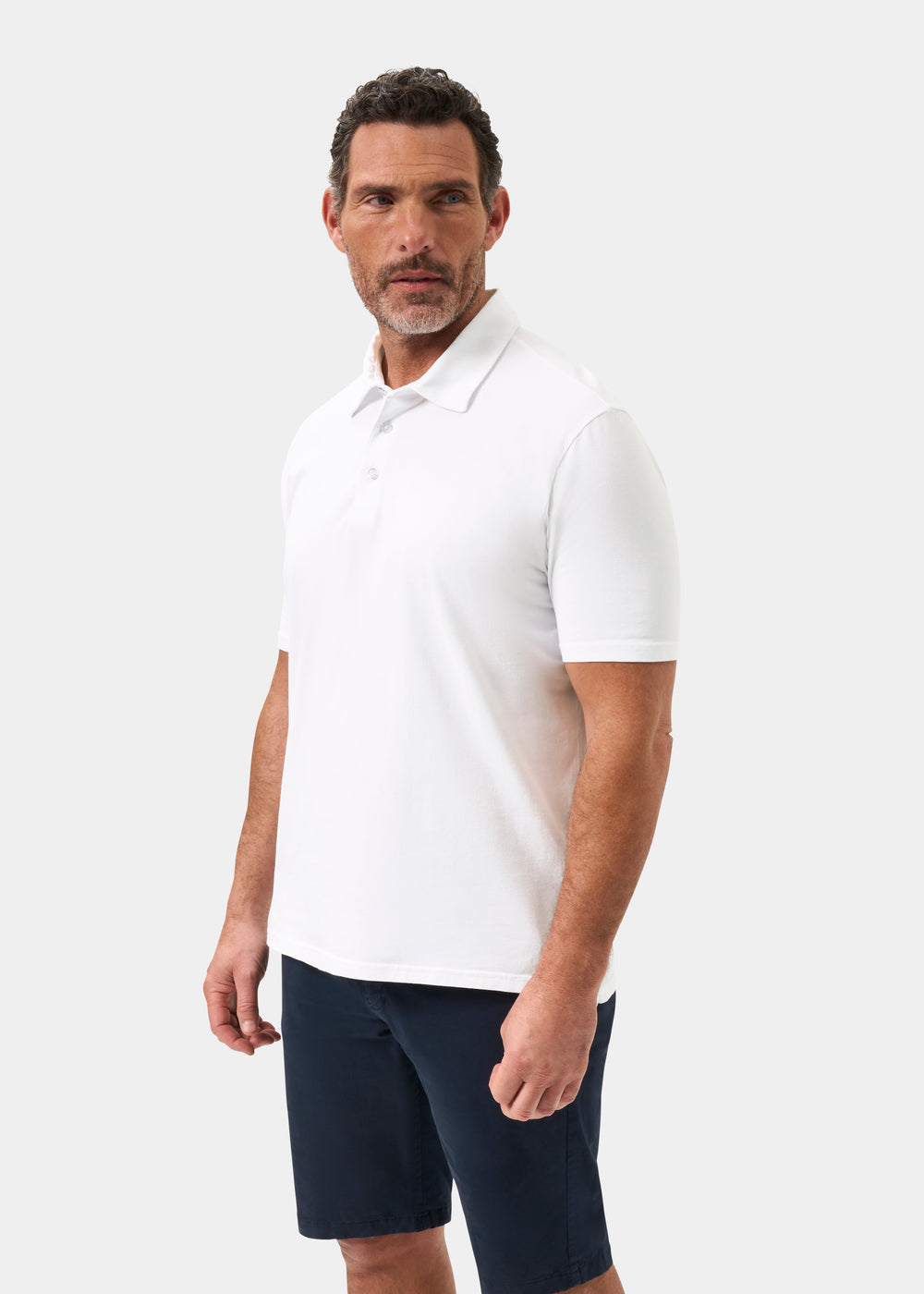 Men's Pique Cotton Polo Shirt in White