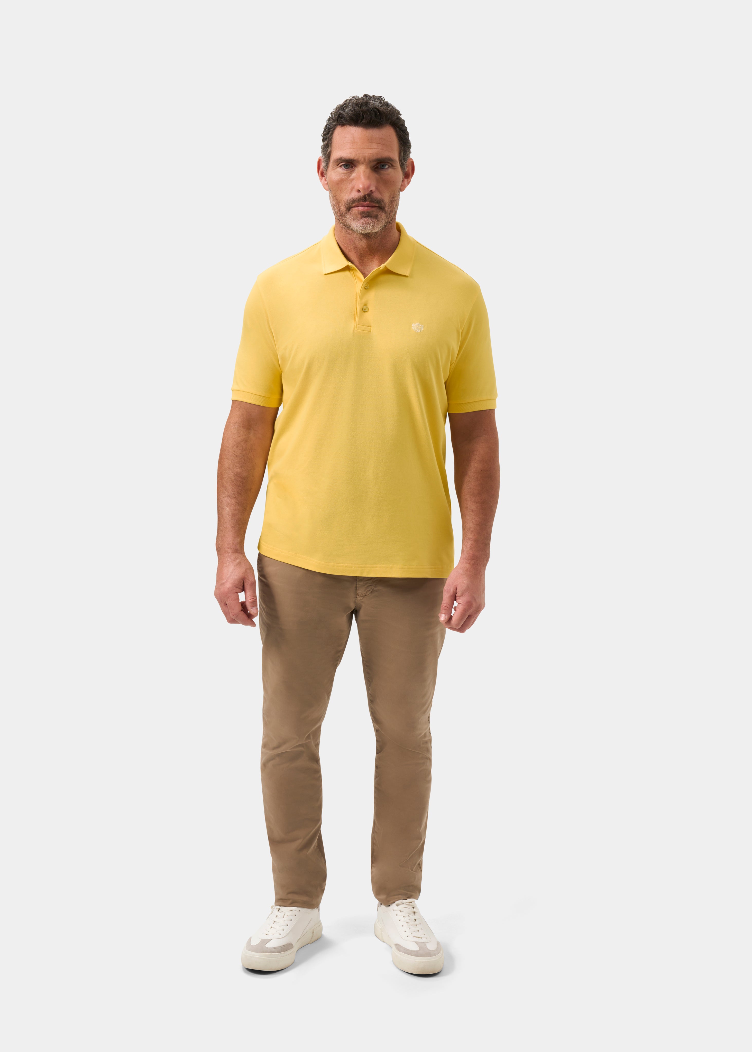 Men's Yellow Pique Polo Shirt In Lemon – Alan Paine