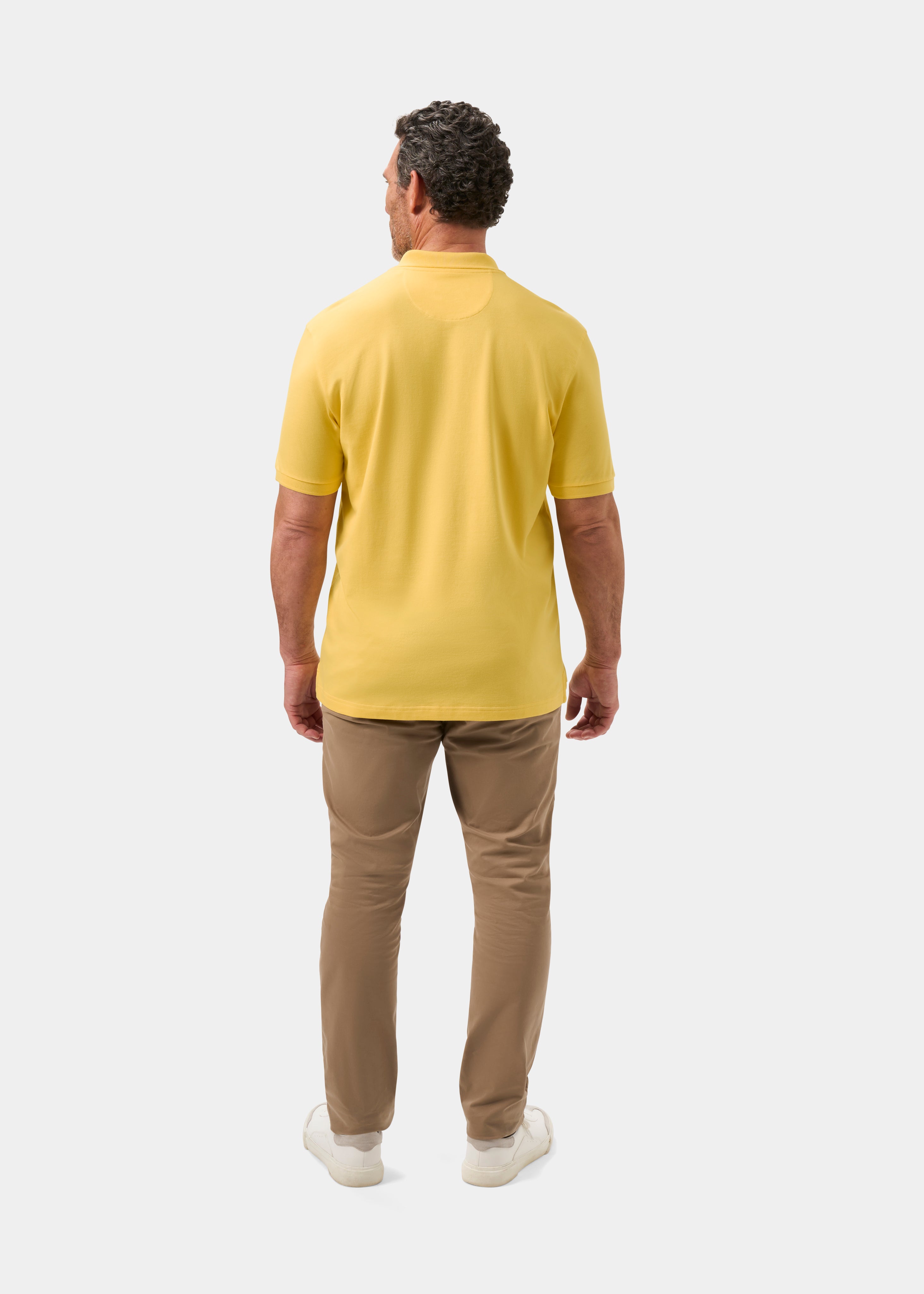 Men's Yellow Pique Polo Shirt In Lemon – Alan Paine