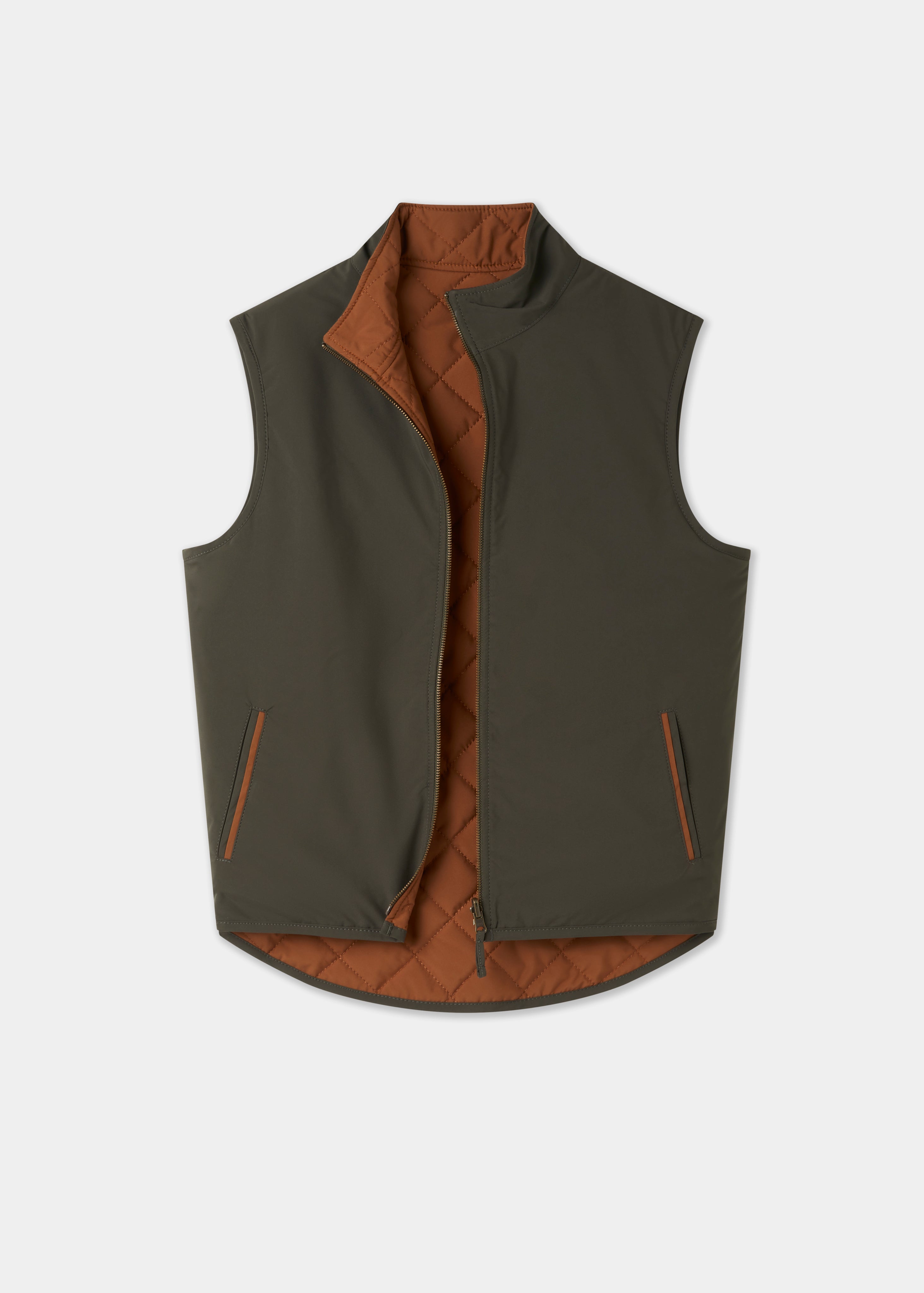 Swifthall Reversible City Gilet In Olive and Cider | AP – Alan Paine