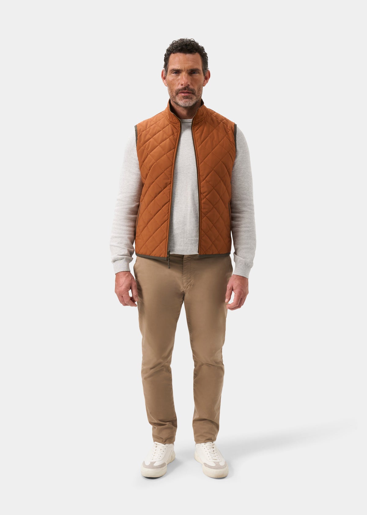 Men's Polyester Reversible Gilet in Green and Orange