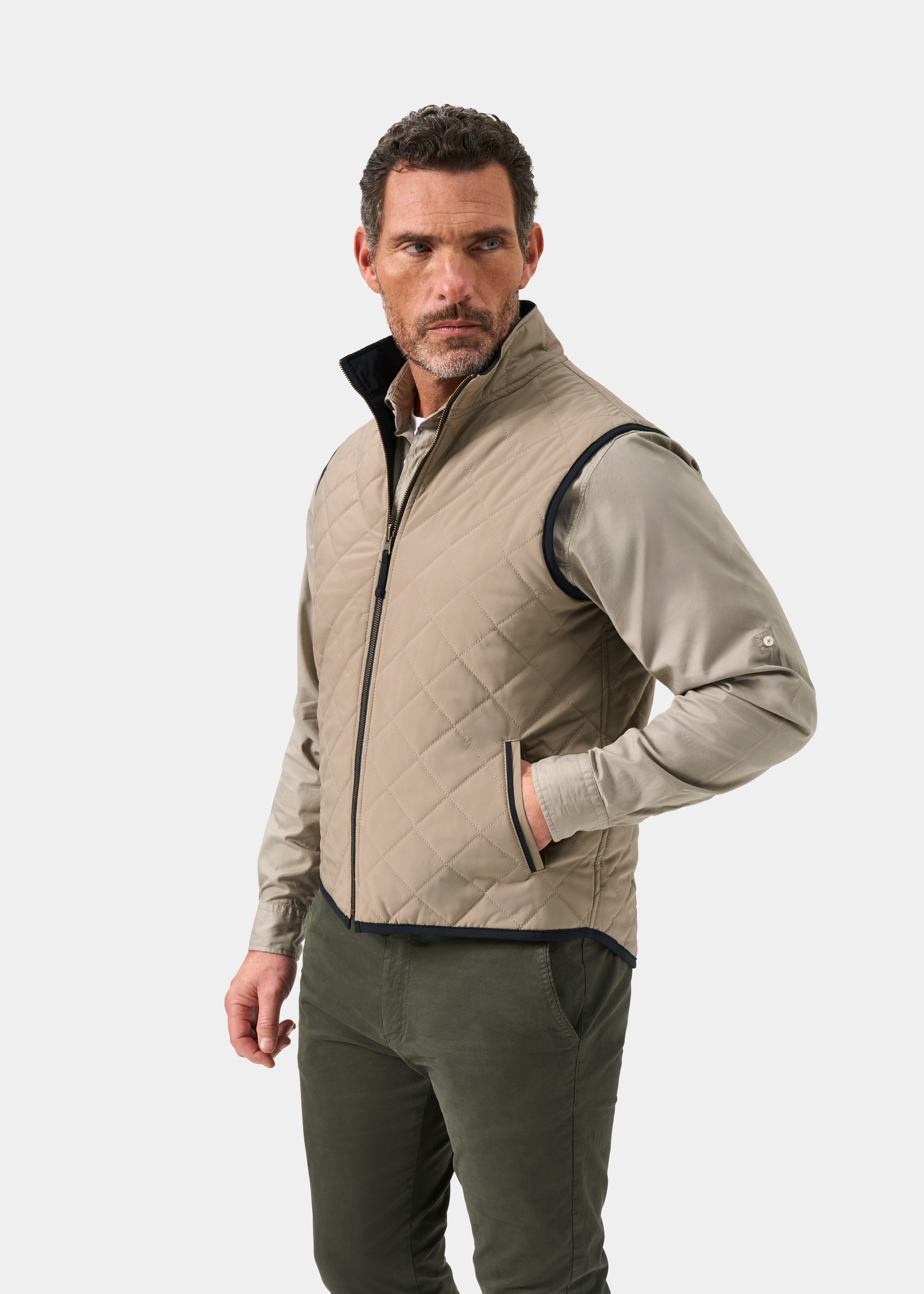 Swifthall Reversible City Gilet In Navy and Beige | AP – Alan Paine