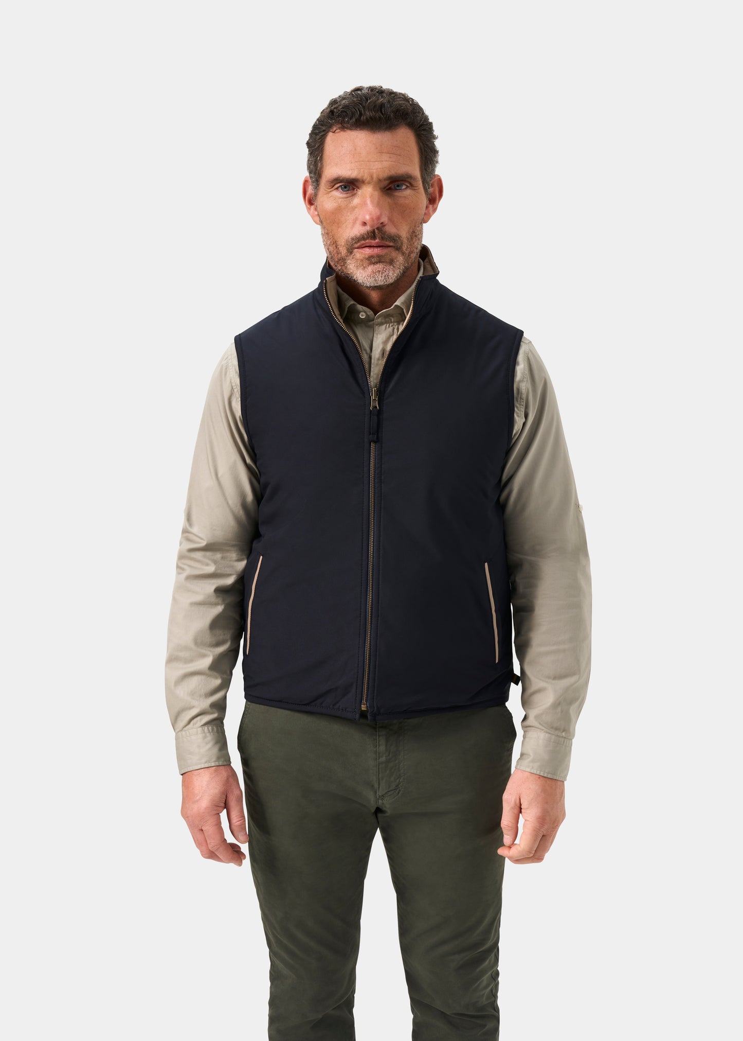 Swifthall Reversible City Gilet In Navy and Beige