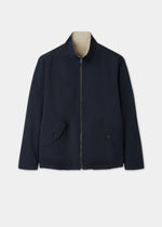 Men's Polyester Reversible Bomber Jacket in Beige & Navy