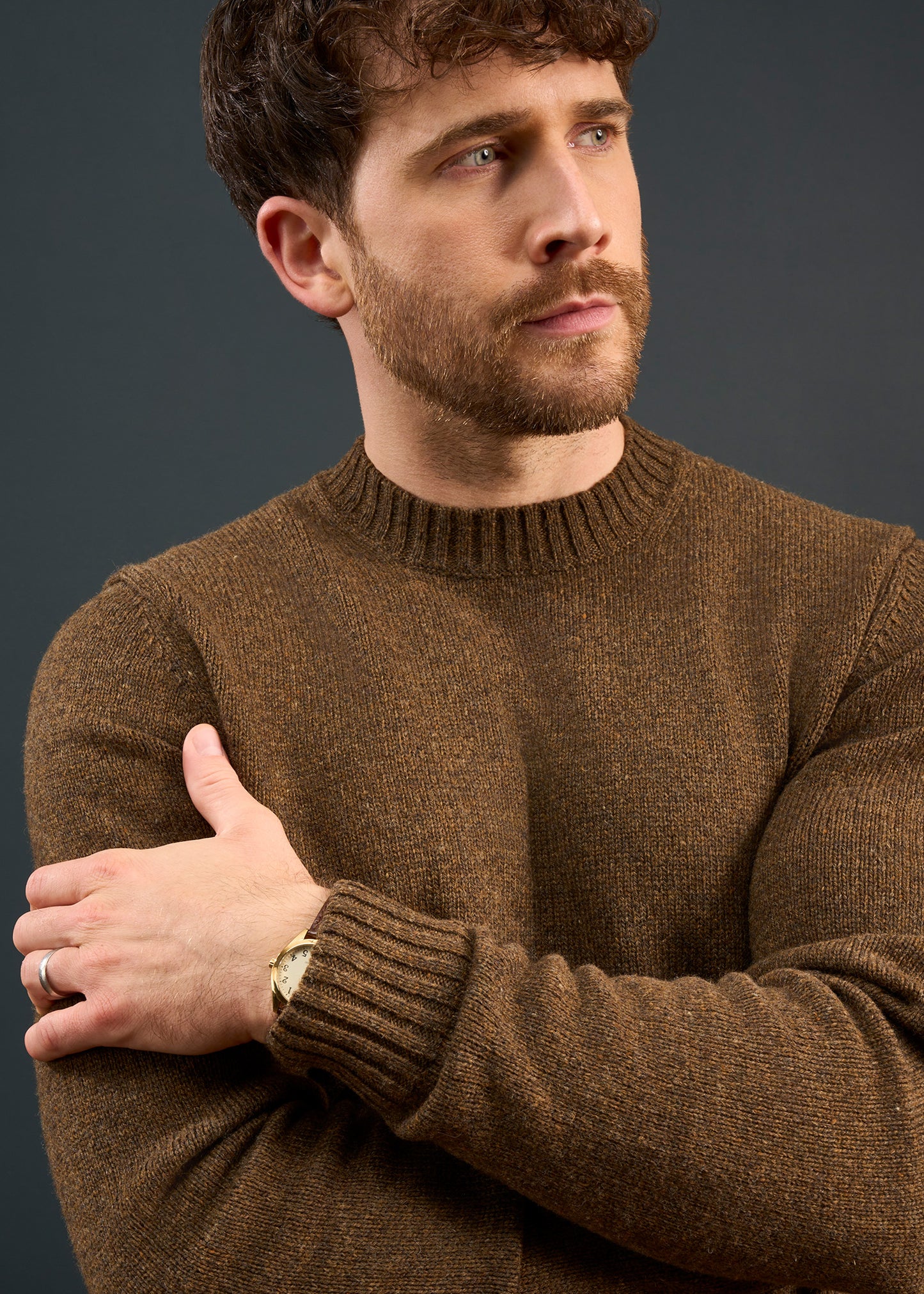 Mens-Shetland-Wool-Jumper-Brown