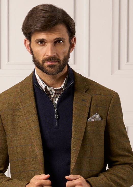 Surrey Men's Tweed Water Repellent Lined Blazer in Moor  -  Regular Fit