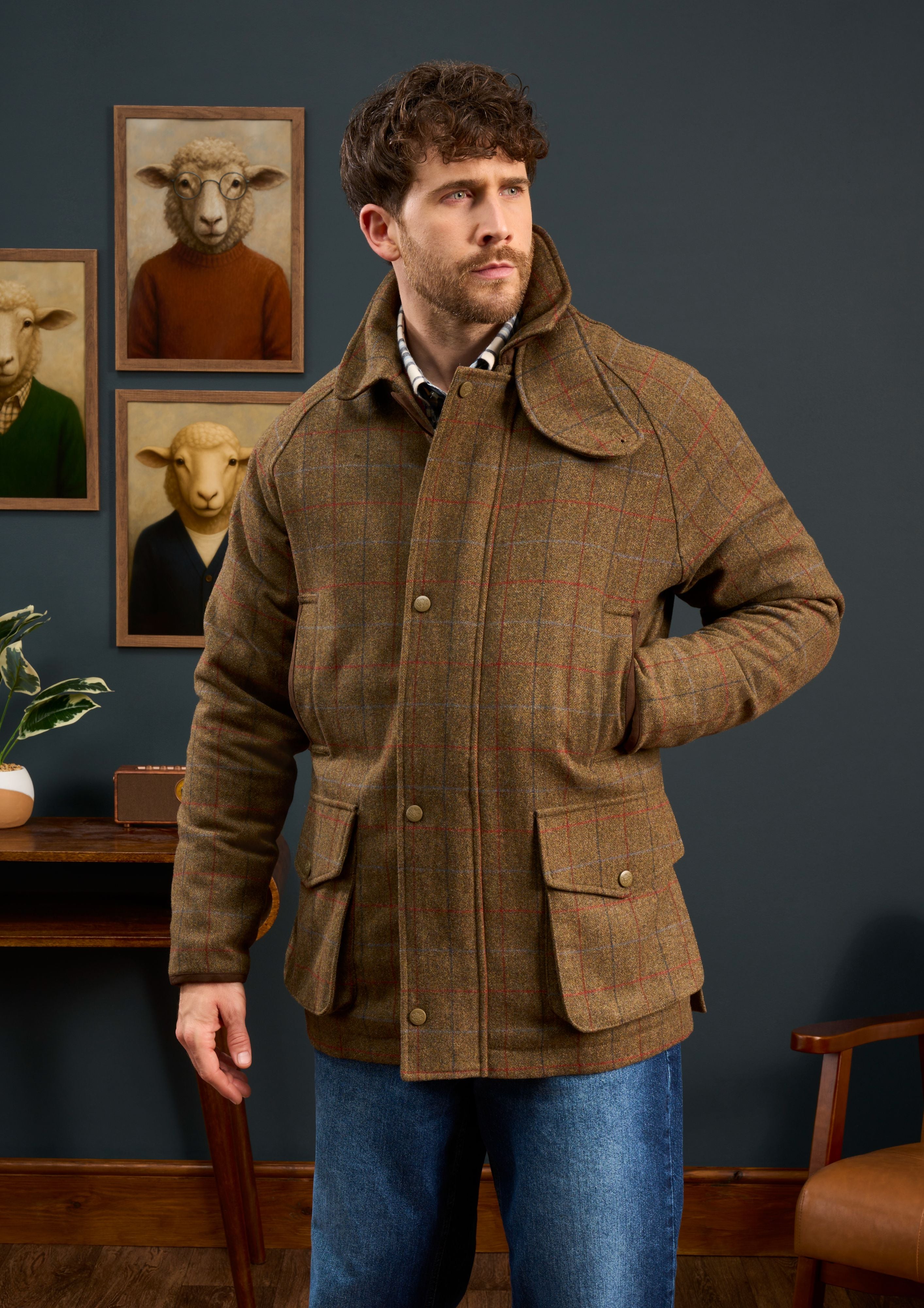 Surrey Waterproof Tweed Coat In Hawkswood – Alan Paine