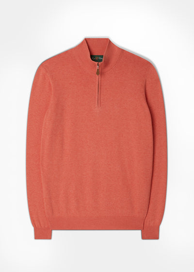 Men's Cotton Cashmere 1/4 Zip Jumper In Flamingo
