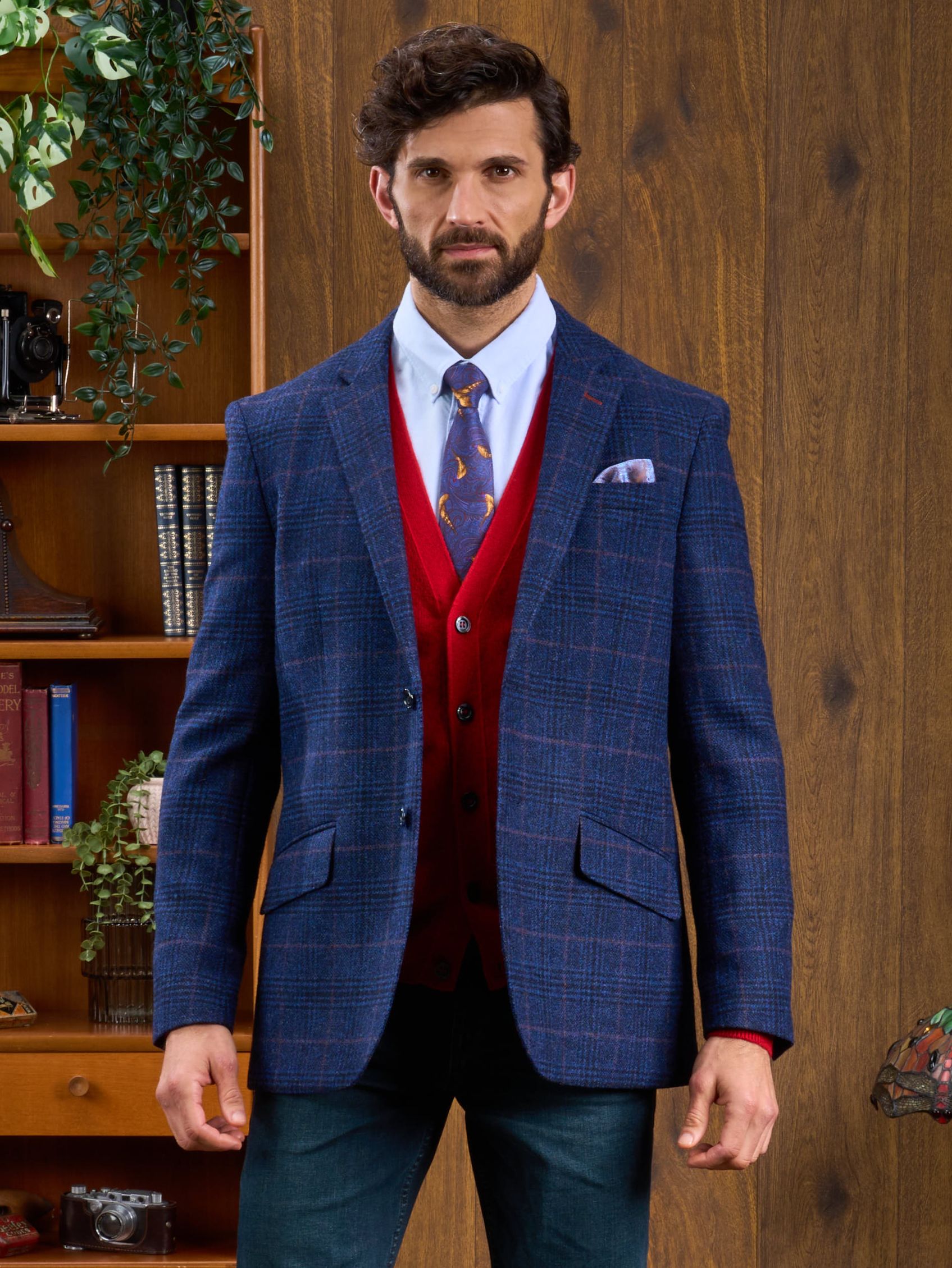 Surrey Tweed Lined Blazer In Navy Check – Alan Paine
