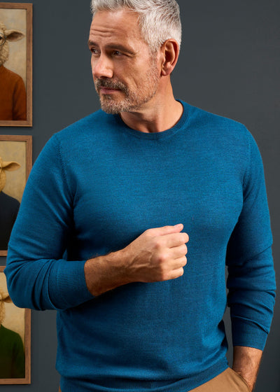 Radstone Men's Merino Wool Jumper in Bottle Blue