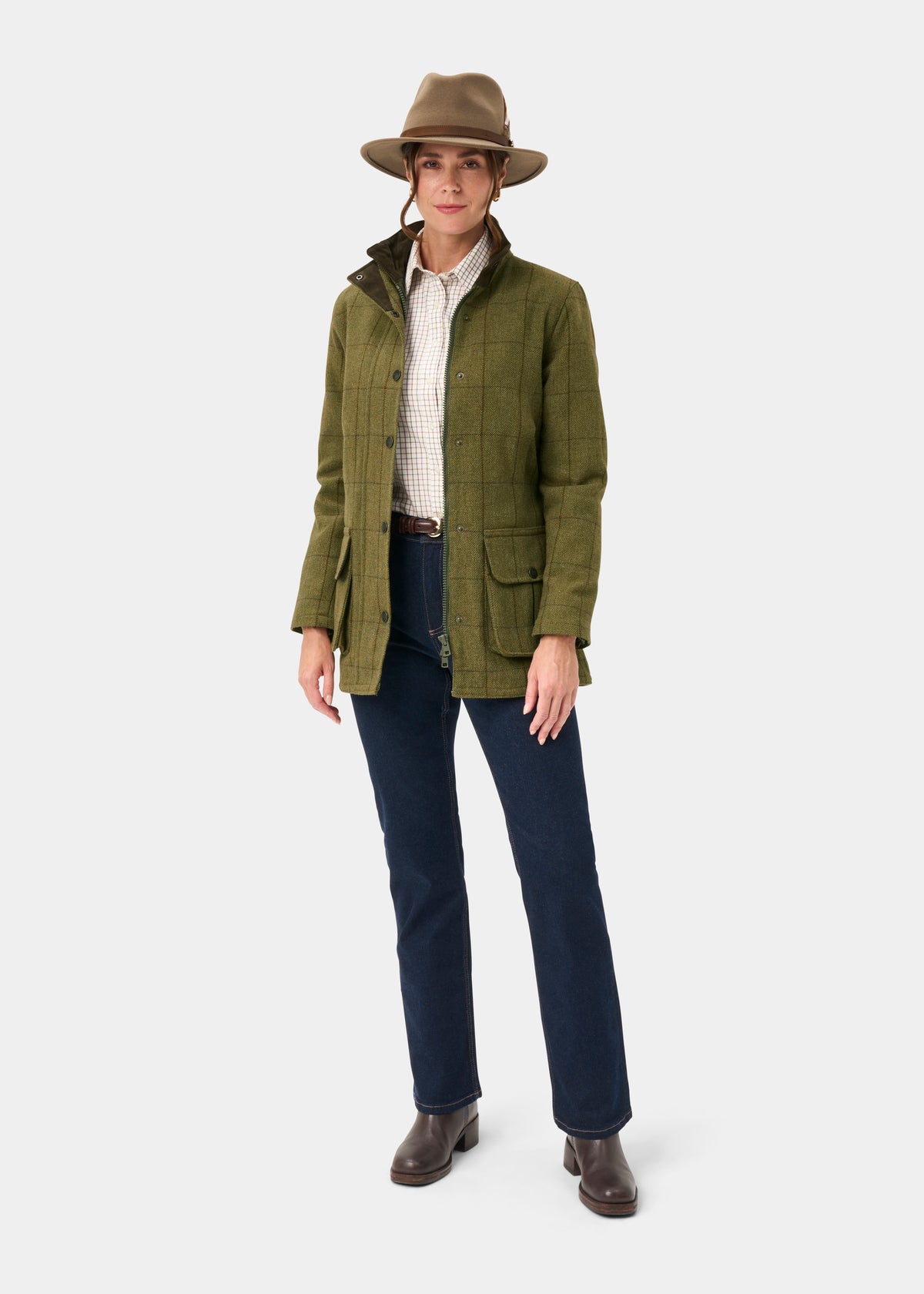 Rutland Ladies Tweed Waterproof Shooting Coat in Lichen  -  Shooting Fit