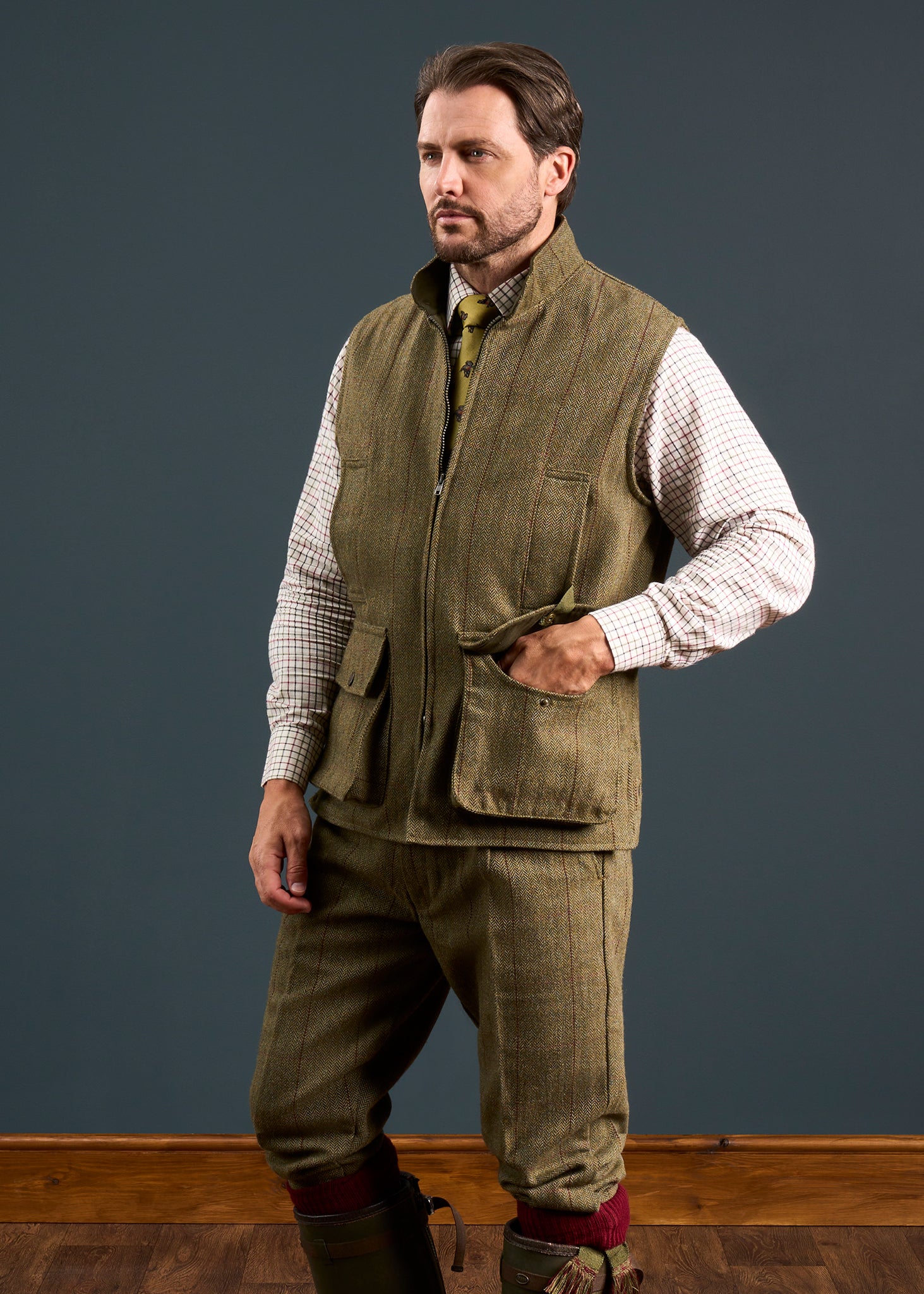 Rutland Men's Tweed Waistcoat In Oakley