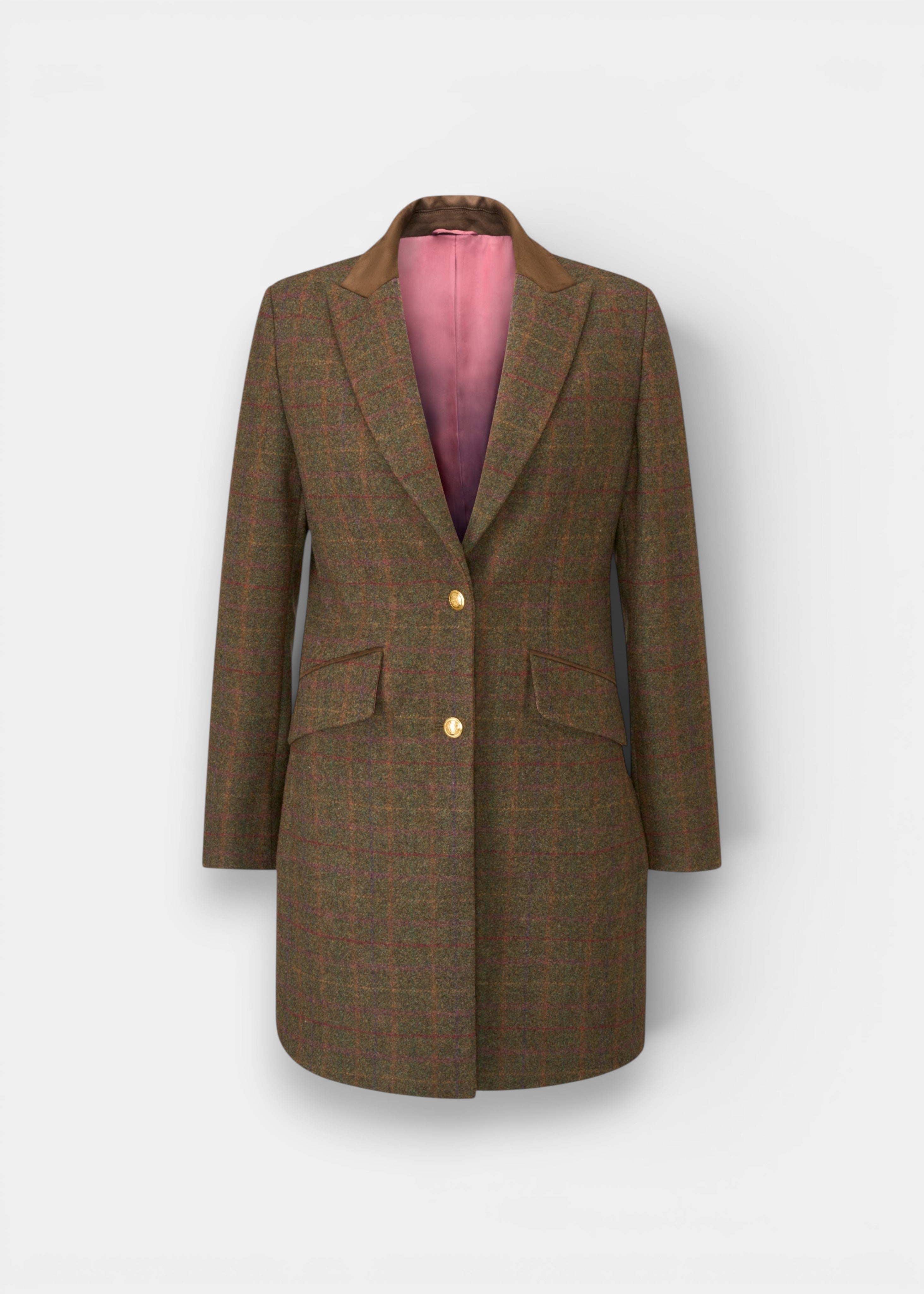 Surrey Ladies Mid-Thigh Tweed Coat In Hemlock – Alan Paine